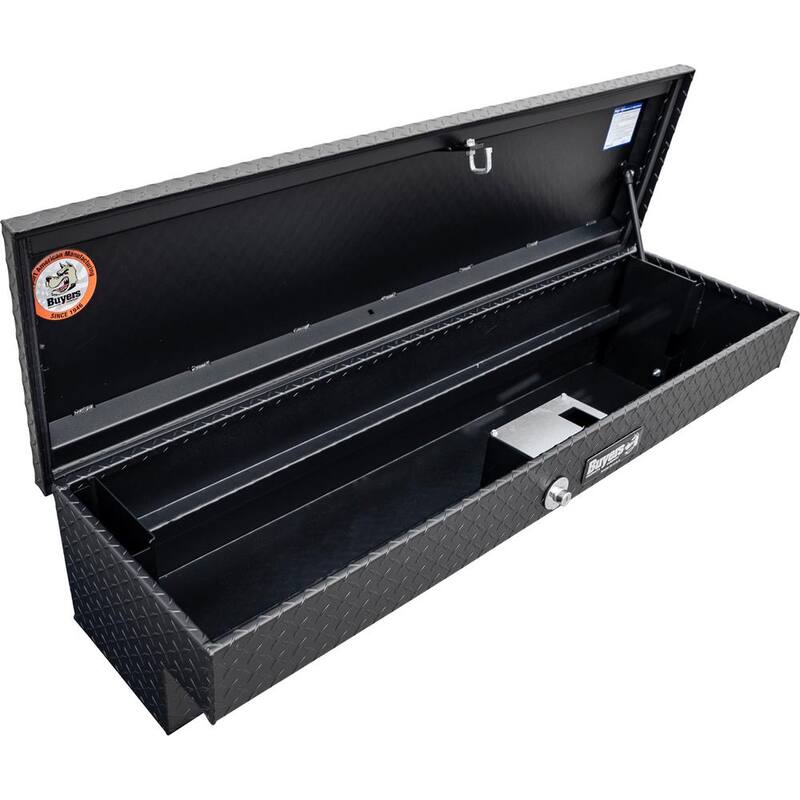 Buyer's Products 13 X 16 X 87 in. Textured Matte Black Diamond Tread Aluminum Lo-Sider Truck Toolbox - 1733035