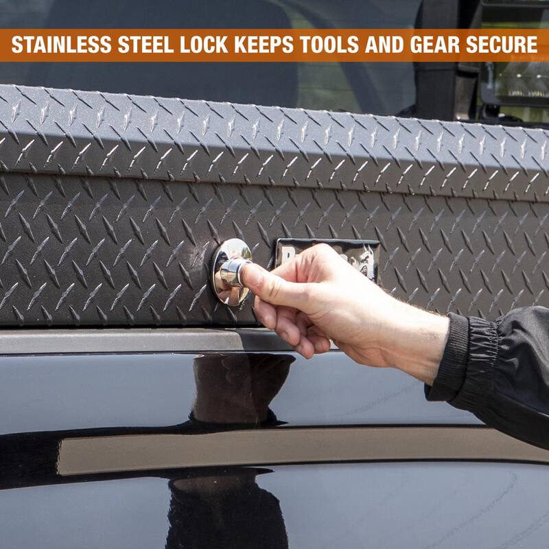Buyer's Products 13 X 16 X 87 in. Textured Matte Black Diamond Tread Aluminum Lo-Sider Truck Toolbox - 1733035