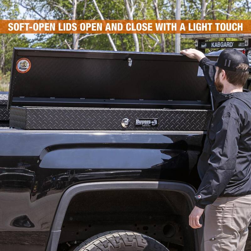 Buyer's Products 13 X 16 X 87 in. Textured Matte Black Diamond Tread Aluminum Lo-Sider Truck Toolbox - 1733035