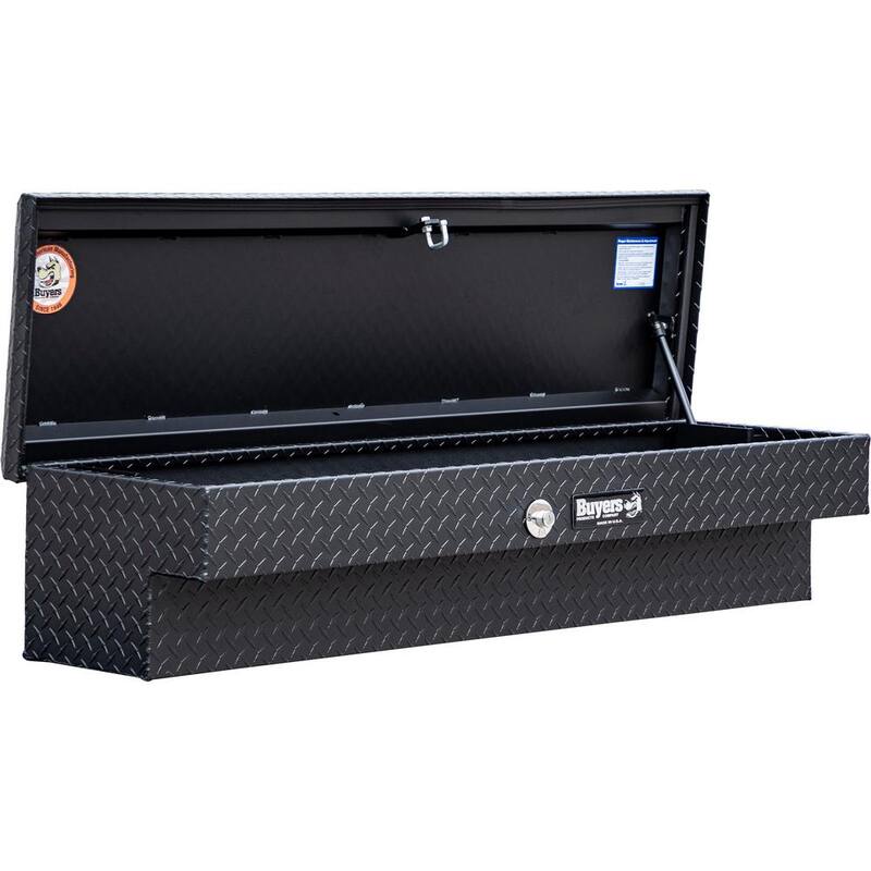Buyer's Products 13 X 16 X 87 in. Textured Matte Black Diamond Tread Aluminum Lo-Sider Truck Toolbox - 1733035