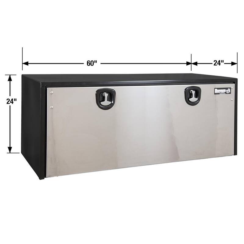 Buyers Products Company 24 in. x 24 in. x 60 in. Gloss Black Steel Underbody Truck Tool Box with Stainless Steel Door - 1704715