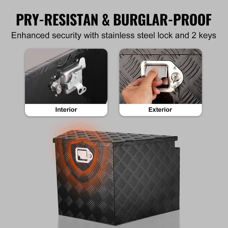 SKYSHALO Trailer Tongue Box Aluminum Alloy Diamond Plate Tongue Box Tool Chest, Truck Tool Box Storage with Lock and Keys - TC3916512INCHDMIJV0-0711