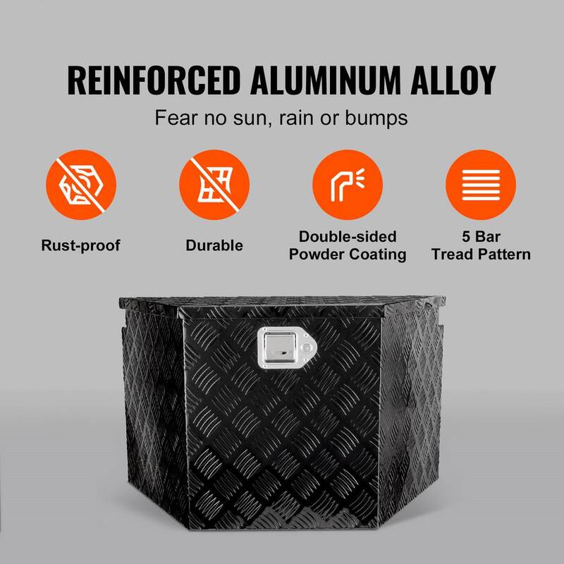SKYSHALO Trailer Tongue Box Aluminum Alloy Diamond Plate Tongue Box Tool Chest, Truck Tool Box Storage with Lock and Keys - TC3916512INCHDMIJV0-0711