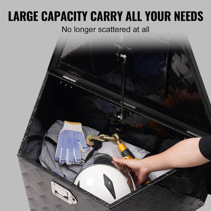SKYSHALO Trailer Tongue Box Aluminum Alloy Diamond Plate Tongue Box Tool Chest, Heavy Duty Truck Tool Box Storage - T33X19X18INCH8Q94V0-0711