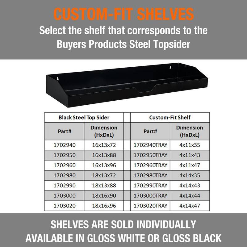 Buyers Products Company 43 in. 1-Compartment Topsider Truck Tool Cabinet Shelf Tray for a 88 in. Box in Black - 1702950TRAY