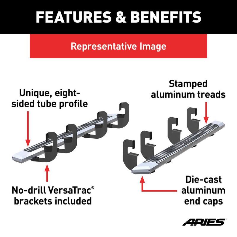 Aries AdvantEDGE Chrome Aluminum 91-Inch Truck Running Boards, Select Ford F-250, F-350, F-450 Super Duty - 2555024