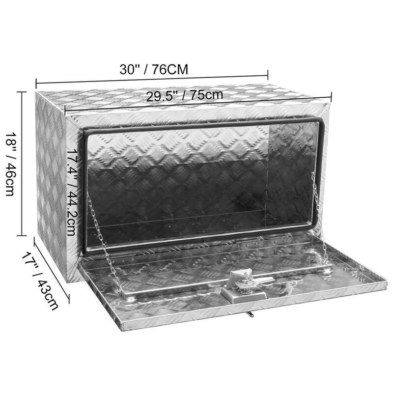 VEVOR 30 in. x 17 in. x 18 in. Underbody Truck Tool Box Aluminum Pickup Storage Box with Lock Keys Latch for Truck Van Trailer - CDK301718INCHDKRDV0