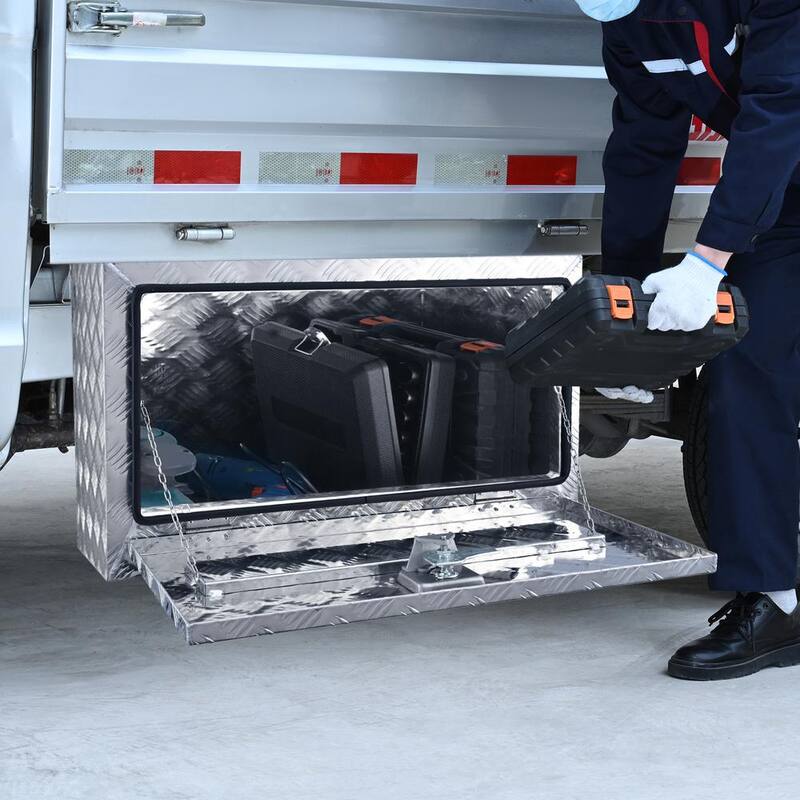 VEVOR 30 in. x 17 in. x 18 in. Underbody Truck Tool Box Aluminum Pickup Storage Box with Lock Keys Latch for Truck Van Trailer - CDK301718INCHDKRDV0