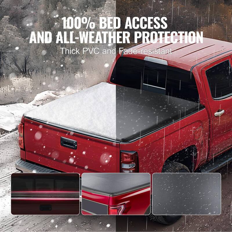 VEVOR Truck Bed Cover Roll Up Truck Bed Tonneau Cover Compatible with 2014-2024 Chevy Silverado/GMC Sierra 1500 - JQSKCHBXGJQSXY6WBV0