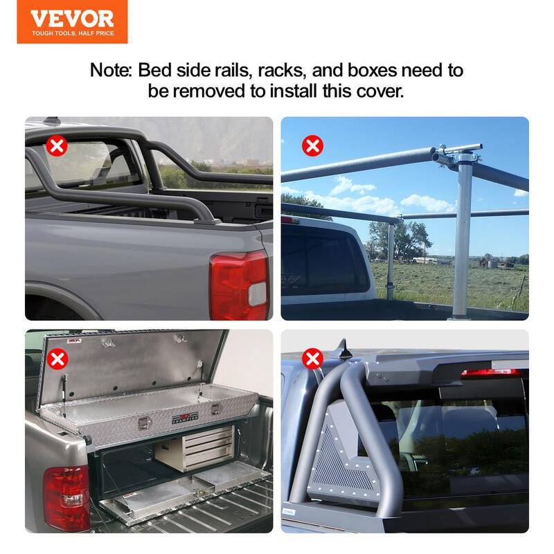 VEVOR Truck Bed Cover Roll Up Truck Bed Tonneau Cover Compatible with 2014-2024 Chevy Silverado/GMC Sierra 1500 - JQSKCHBXGJQSXY6WBV0