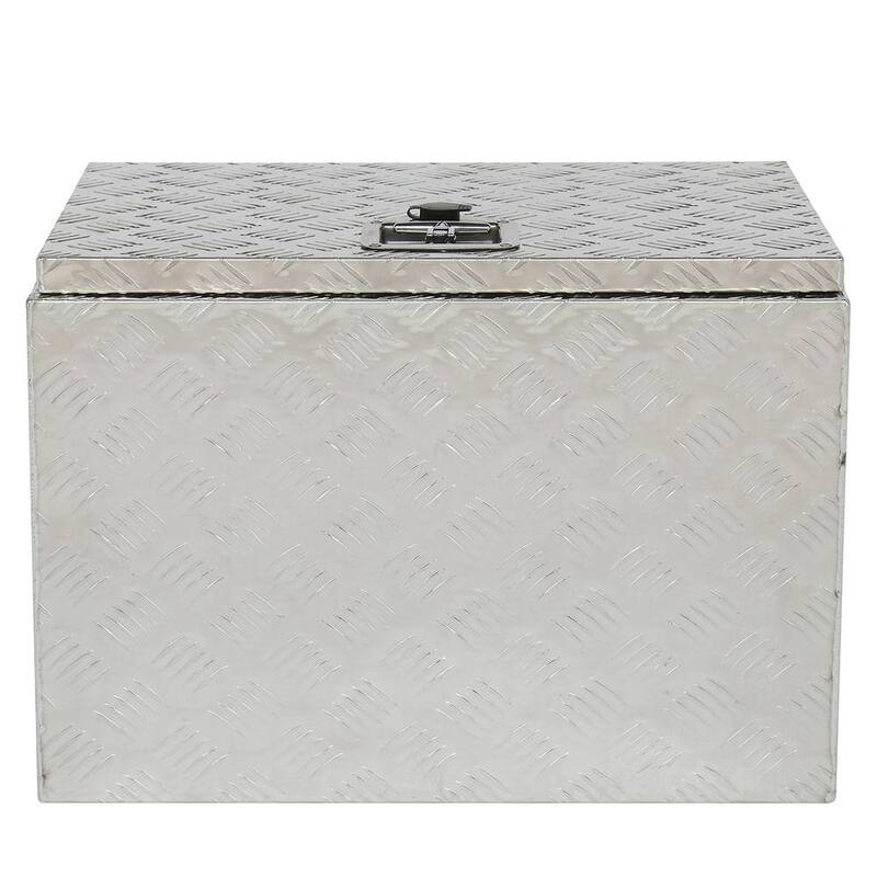 Karl home 24 in. Silver Aluminum Underbody Truck Tool Box Double RV ATV Trailer Storage Boxes with Locks Keys - 686192981053