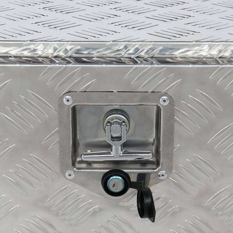 Karl home 24 in. Silver Aluminum Underbody Truck Tool Box Double RV ATV Trailer Storage Boxes with Locks Keys - 686192981053