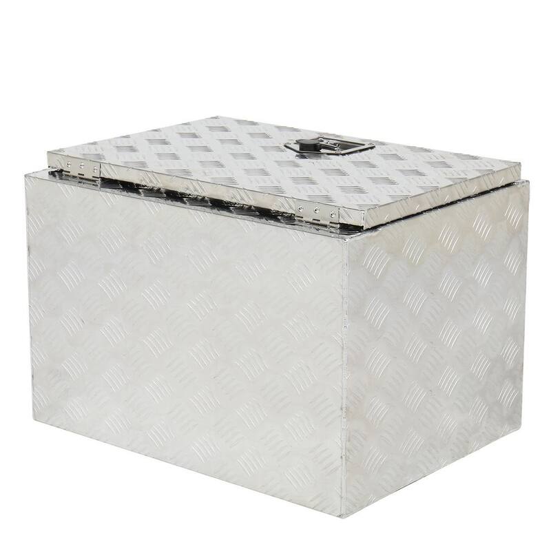 Karl home 24 in. Silver Aluminum Underbody Truck Tool Box Double RV ATV Trailer Storage Boxes with Locks Keys - 686192981053