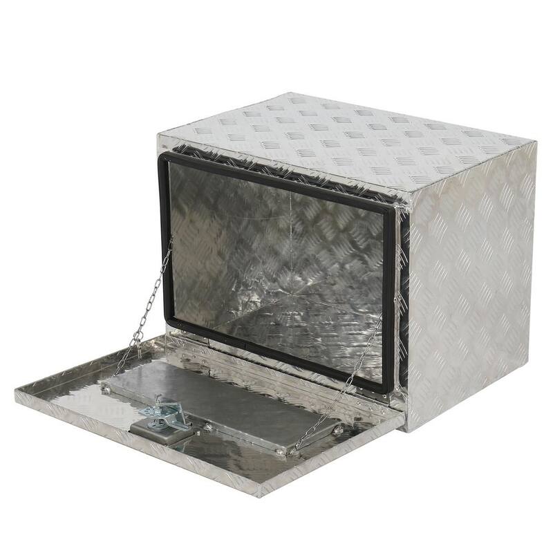 Karl home 24 in. Silver Aluminum Underbody Truck Tool Box Double RV ATV Trailer Storage Boxes with Locks Keys - 686192981053