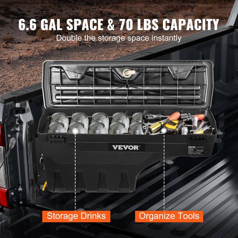 VEVOR 6.6 Gal. Truck Bed Storage Box 28 in. ABS Driver Side Truck Tool Box with Password Padlock for Super Duty 2017-21, Black - KCLJGJXJSYCXL2YXWV0