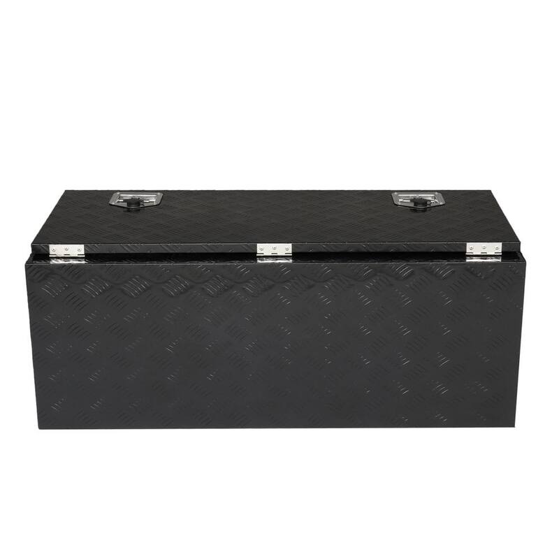 Karl home 42 in. Black Diamond Plate Aluminum Underbody Truck Tool Box Double Lock with Key - 655210731604