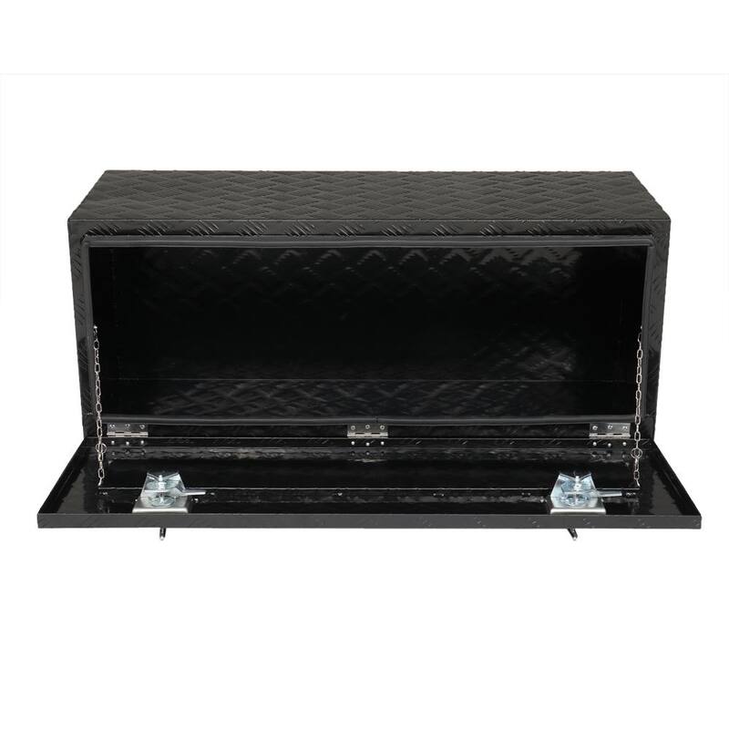 Karl home 42 in. Black Diamond Plate Aluminum Underbody Truck Tool Box Double Lock with Key - 655210731604