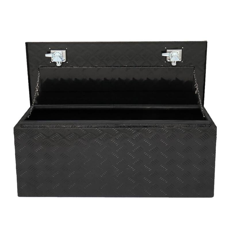 Karl home 42 in. Black Diamond Plate Aluminum Underbody Truck Tool Box Double Lock with Key - 655210731604