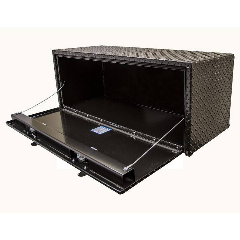 Buyers Products Company 18 in. x 18 in. x 48 in. Gloss Black Diamond Tread Aluminum Underbody Truck Tool Box - 1725110