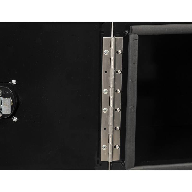 Buyers Products Company 18 in. x 18 in. x 36 in. Black Smooth Aluminum Underbody Truck Tool Box with Barn Door - 1705805