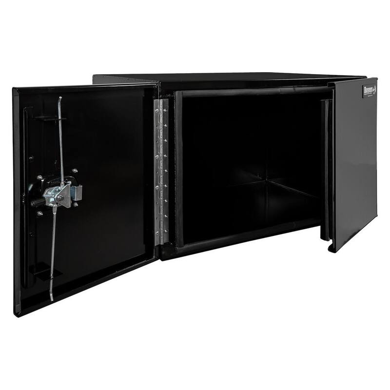 Buyers Products Company 18 in. x 18 in. x 36 in. Black Smooth Aluminum Underbody Truck Tool Box with Barn Door - 1705805