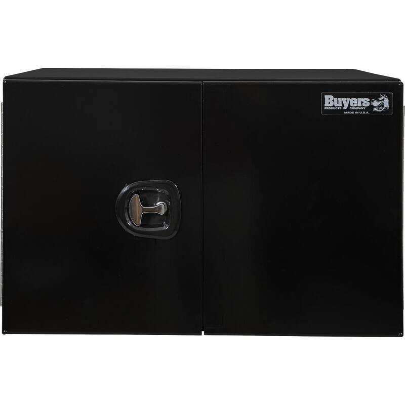 Buyers Products Company 18 in. x 18 in. x 36 in. Black Smooth Aluminum Underbody Truck Tool Box with Barn Door - 1705805