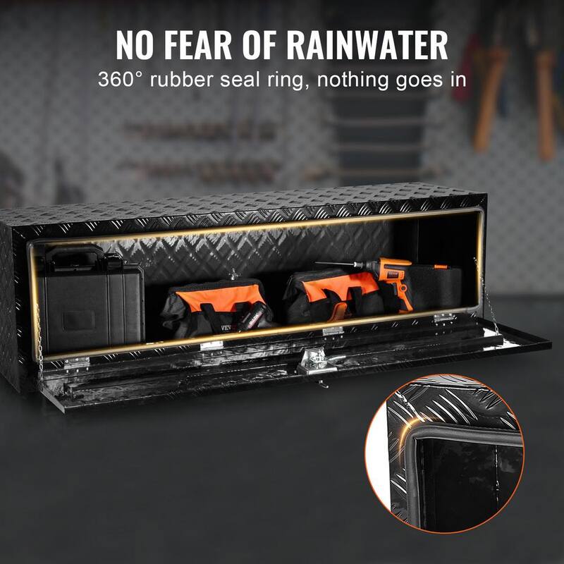 VEVOR Underbody Truck Box, 60 x 17 x 18 in. Pickup Storage Box, Heavy Duty Aluminum Diamond Plate Tool Box with Lock and Keys - CDKCGJX26017EYJ1NV0