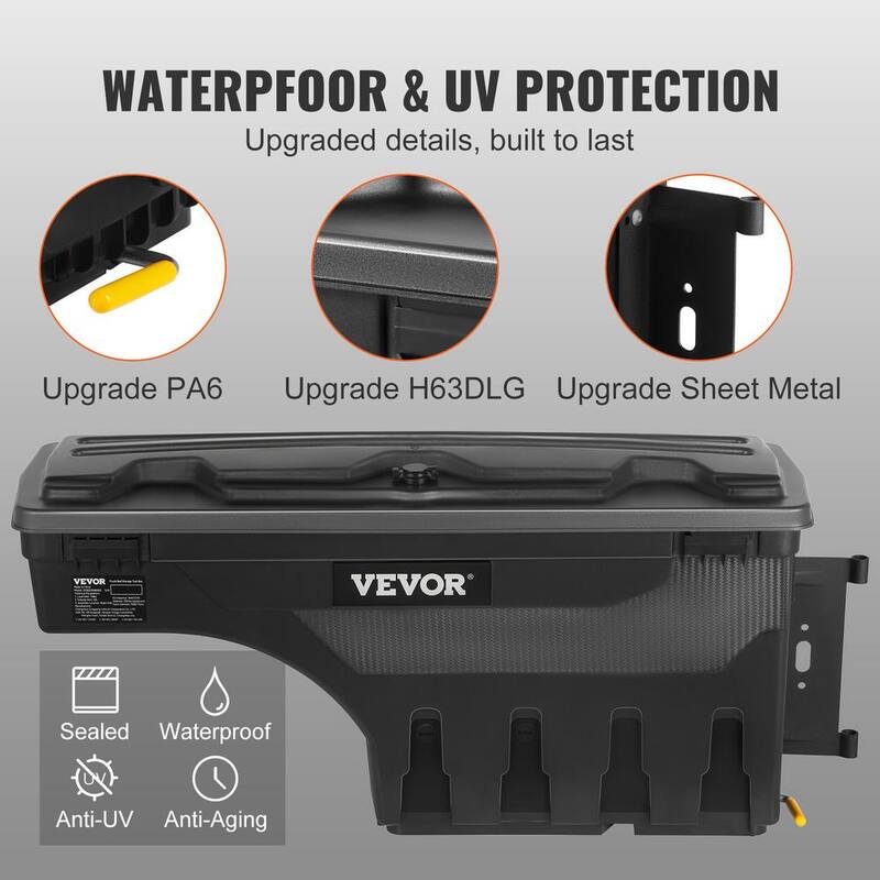 VEVOR 28 in. Truck Bed Storage Box 6.6 Gal. Passenger Side Truck Tool Box with Password Padlock for Super Duty 2017-21, Black - KCLJGJXCKCXLSIPNOV0