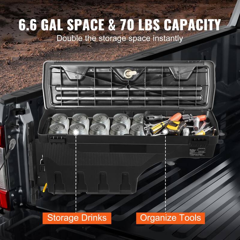 SKYSHALO Truck Bed Storage Box, Lockable Swing Case with Password Padlock, 6.6 Gal./25 L ABS Wheel Side Truck Tool Box Waterproof - KCLJGJXJSYCXL2YXWV0-0711