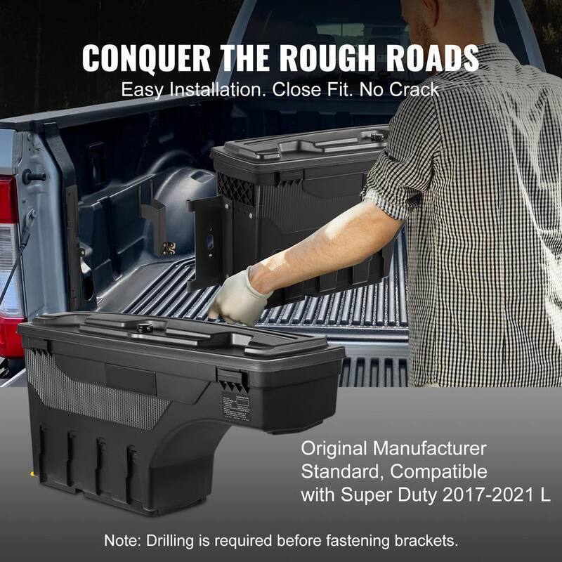 SKYSHALO Truck Bed Storage Box, Lockable Swing Case with Password Padlock, 6.6 Gal./25 L ABS Wheel Side Truck Tool Box Waterproof - KCLJGJXJSYCXL2YXWV0-0711