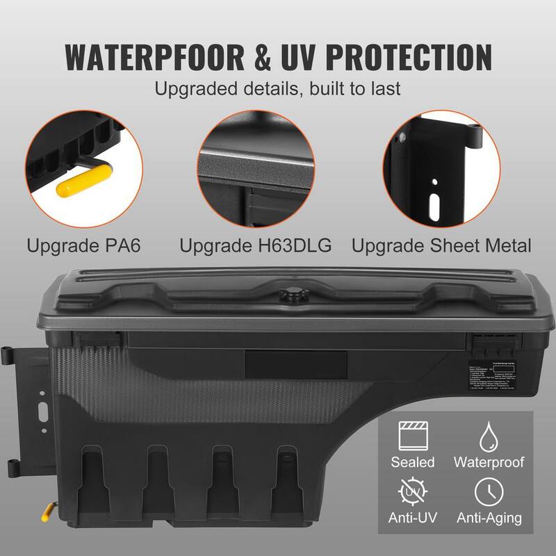 SKYSHALO Truck Bed Storage Box, Lockable Swing Case with Password Padlock, 6.6 Gal./25 L ABS Wheel Side Truck Tool Box Waterproof - KCLJGJXJSYCXL2YXWV0-0711
