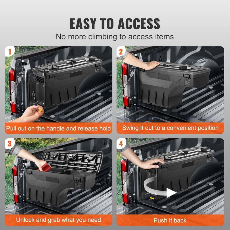 SKYSHALO Truck Bed Storage Box, Lockable Swing Case with Password Padlock, 6.6 Gal./25 L ABS Wheel Side Truck Tool Box Waterproof - KCLJGJXJSYCXL2YXWV0-0711
