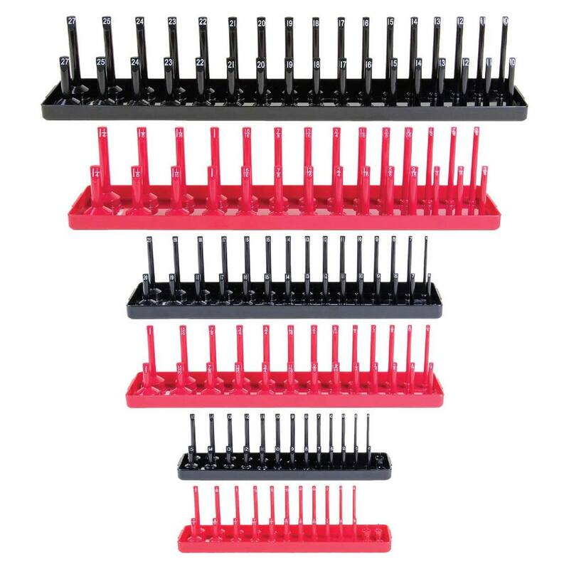 Unbranded 20.9 in. Metal 6-Piece SAE and Metric Tray Socket Holder Chest Truck Tool Box Organizer Storage - 69-C5F1-NZC9