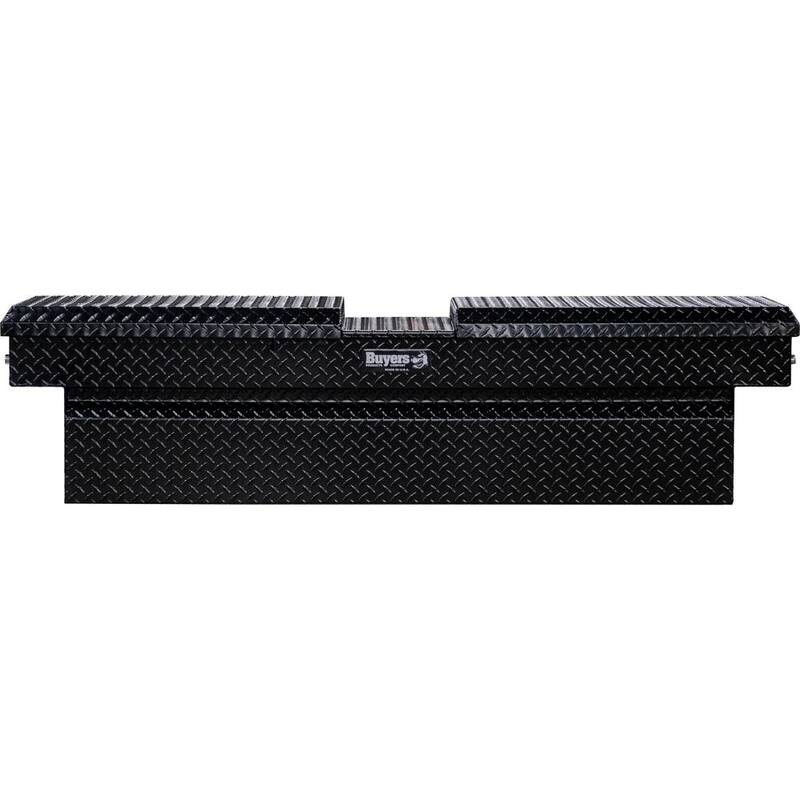 Buyers Products Company 18 in. x 20 in. x 71 in. H Black Diamond Tread Aluminum Crossover Gull Wing Truck Tool Box - 1720410