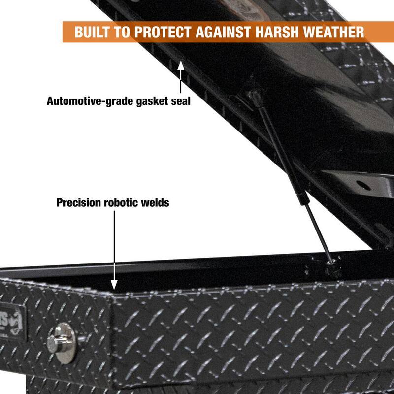 Buyers Products Company 18 in. x 20 in. x 71 in. H Black Diamond Tread Aluminum Crossover Gull Wing Truck Tool Box - 1720410