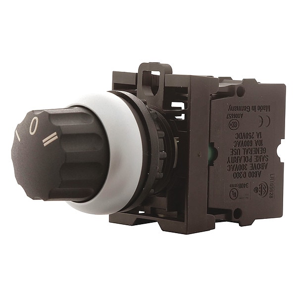 Interruptor selector de 3 posiciones sin iluminación Eaton con bloqueo de montaje momentáneo - M22-WR4