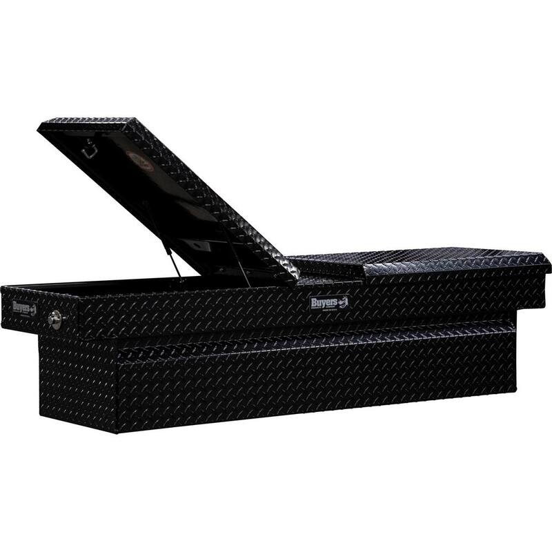Buyers Products Company 18 in. x 27 in. x 71 in. Black Diamond Tread Aluminum Crossover Gull Wing Truck Tool Box - 1720420
