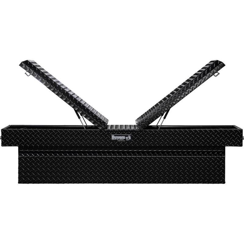 Buyers Products Company 18 in. x 27 in. x 71 in. Black Diamond Tread Aluminum Crossover Gull Wing Truck Tool Box - 1720420