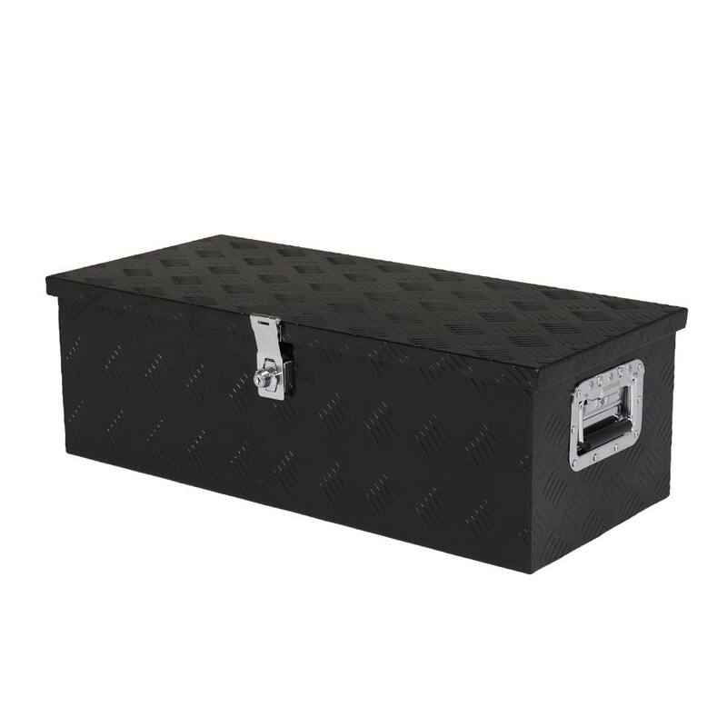 Karl home 30 in. Black Diamond Plate Aluminum Underbody Truck Tool Box Storage Lock with Keys - 674943551693