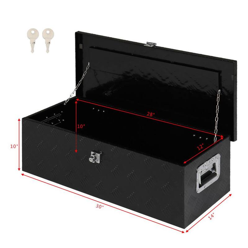 Karl home 30 in. Black Diamond Plate Aluminum Underbody Truck Tool Box Storage Lock with Keys - 674943551693