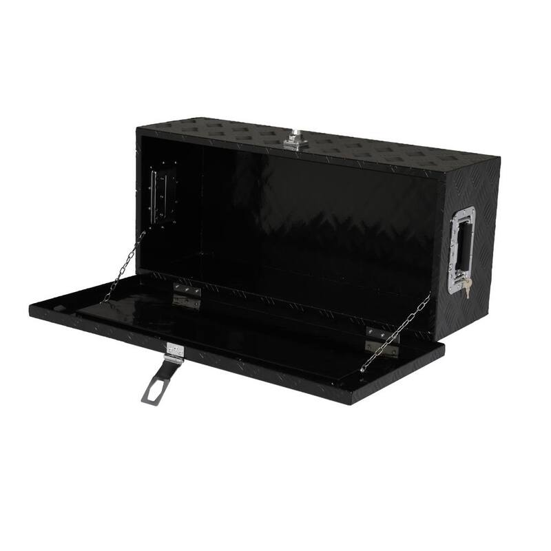 Karl home 30 in. Black Diamond Plate Aluminum Underbody Truck Tool Box Storage Lock with Keys - 674943551693