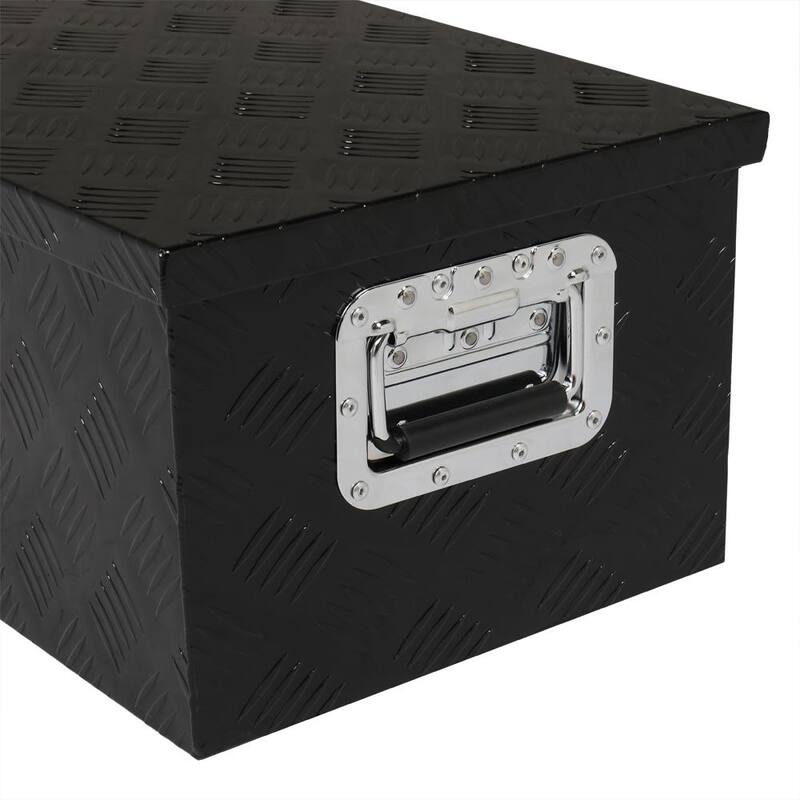 Karl home 30 in. Black Diamond Plate Aluminum Underbody Truck Tool Box Storage Lock with Keys - 674943551693