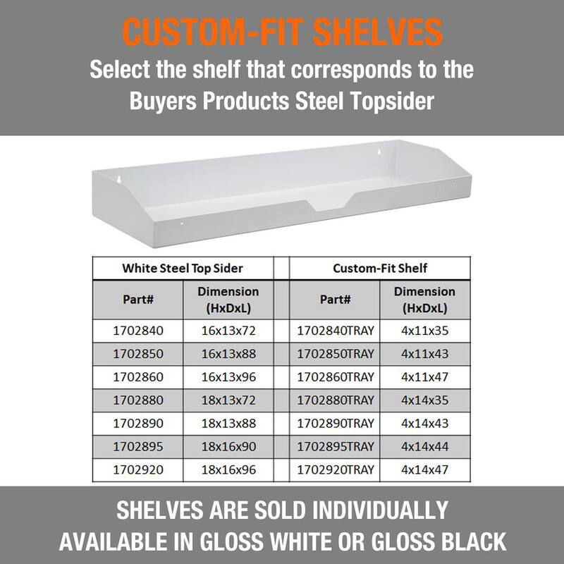 Buyers Products Company 35 in. 1-Compartment Topsider Truck Tool Cabinet Shelf Tray for a 72 in. Box in White - 1702840TRAY