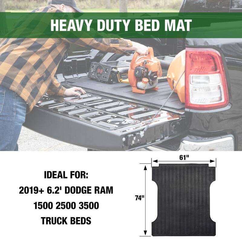 Boomerang RUBBER, INC 6.2 ft. Truck Bed Mat Heavy Duty Utility Cargo Liner fits 2019-2025 Dodge RAM 1500, 2500, 3500 - TM666BAGGED