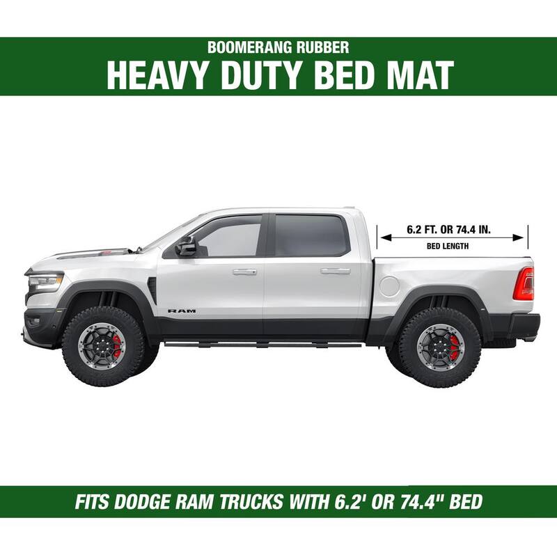 Boomerang RUBBER, INC 6.2 ft. Truck Bed Mat Heavy Duty Utility Cargo Liner fits 2019-2025 Dodge RAM 1500, 2500, 3500 - TM666BAGGED