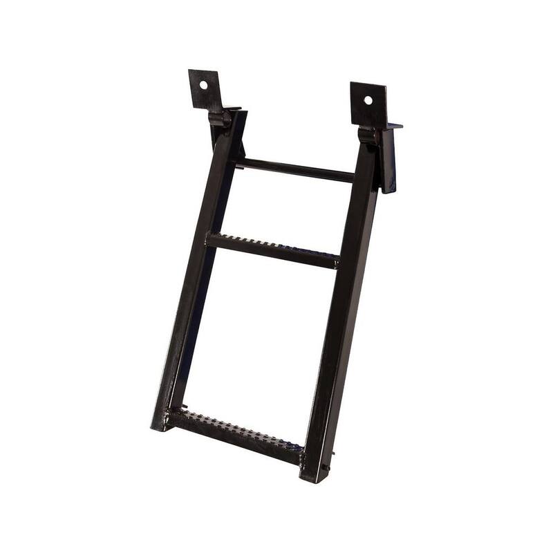Buyers Products Company 2-Rung 17.38 in. x 30.25 in. Black Retractable Truck Steps with Nonslip Tread - RS2