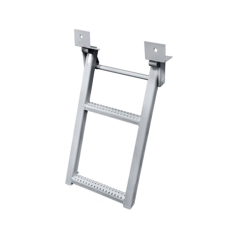 Buyers Products Company 2-Rung 17.38 in. x 30.25 in. Black Retractable Truck Steps with Nonslip Tread - RS2