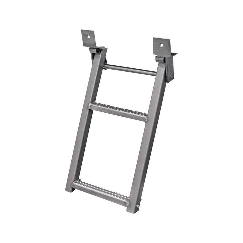 Buyers Products Company 2-Rung 17.38 in. x 30.25 in. Black Retractable Truck Steps with Nonslip Tread - RS2