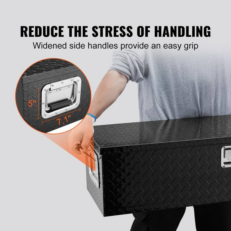 VEVOR Heavy Duty Aluminum Truck Bed Tool Box, Diamond Plate Tool Box with Side Handle and Lock Keys, Storage Tool Box Chest - LCZXG48X15X155SH1V0-0920