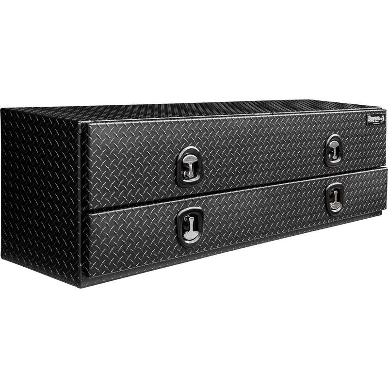 Buyers Products 21 in. x 18 in. x 72 in. Textured Matte Black  Diamond Tread Aluminum Flatbed Contractor with Lower Door - 1722578